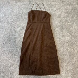 Anthropologie Strappy Faux Suede Midi Dress